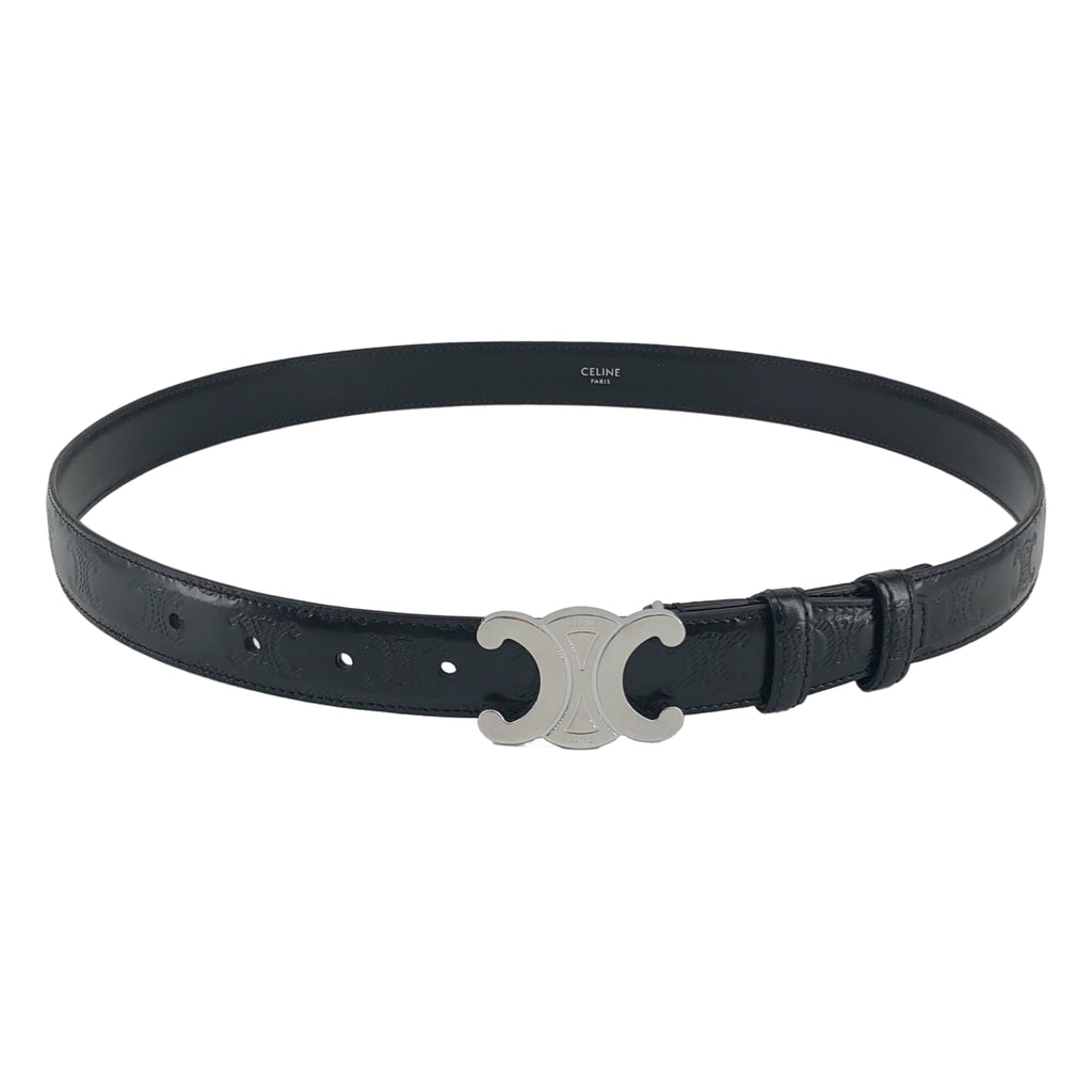 CELINE / セリーヌ | Triomphe Leather Belt / レザー 型押し総ロゴ トリオンフ バックル ベルト |