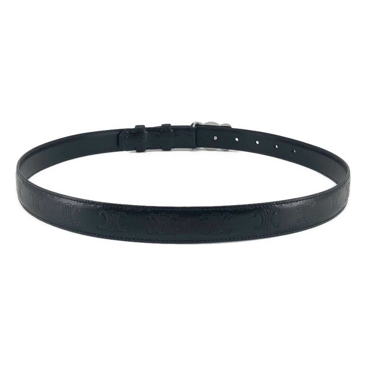 CELINE / セリーヌ | Triomphe Leather Belt / レザー 型押し総ロゴ トリオンフ バックル ベルト |