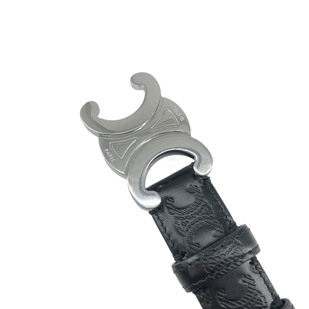 CELINE / セリーヌ | Triomphe Leather Belt / レザー 型押し総ロゴ トリオンフ バックル ベルト |