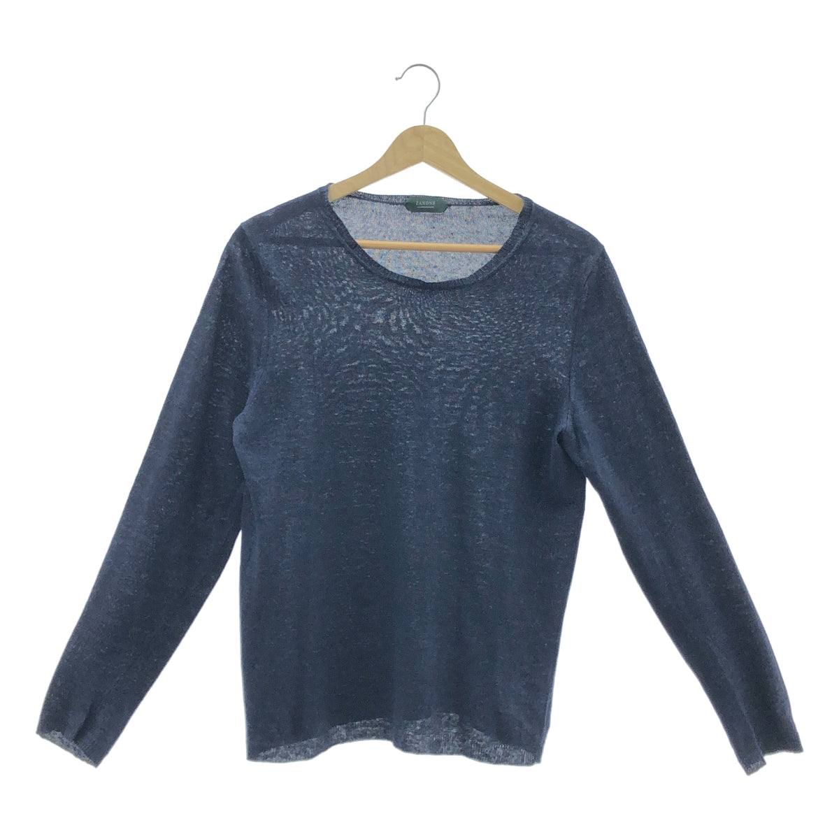 ZANONE | 亞麻圓領毛衣 | 尺寸 46 | 海軍藍 | 男款