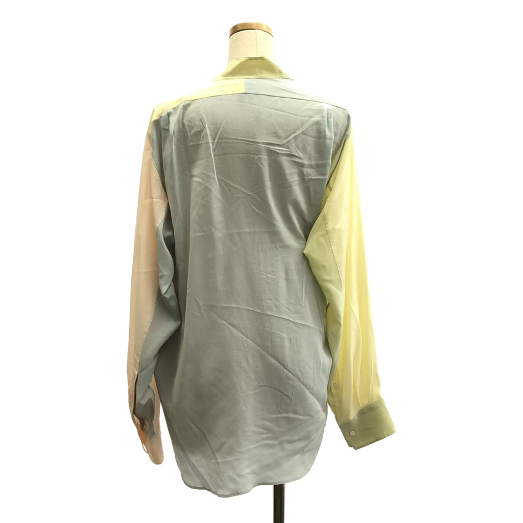 [狀況良好] LOEWE |不對稱拼布絲質襯衫 |真絲外套襯衫 | S |多色 |女性的