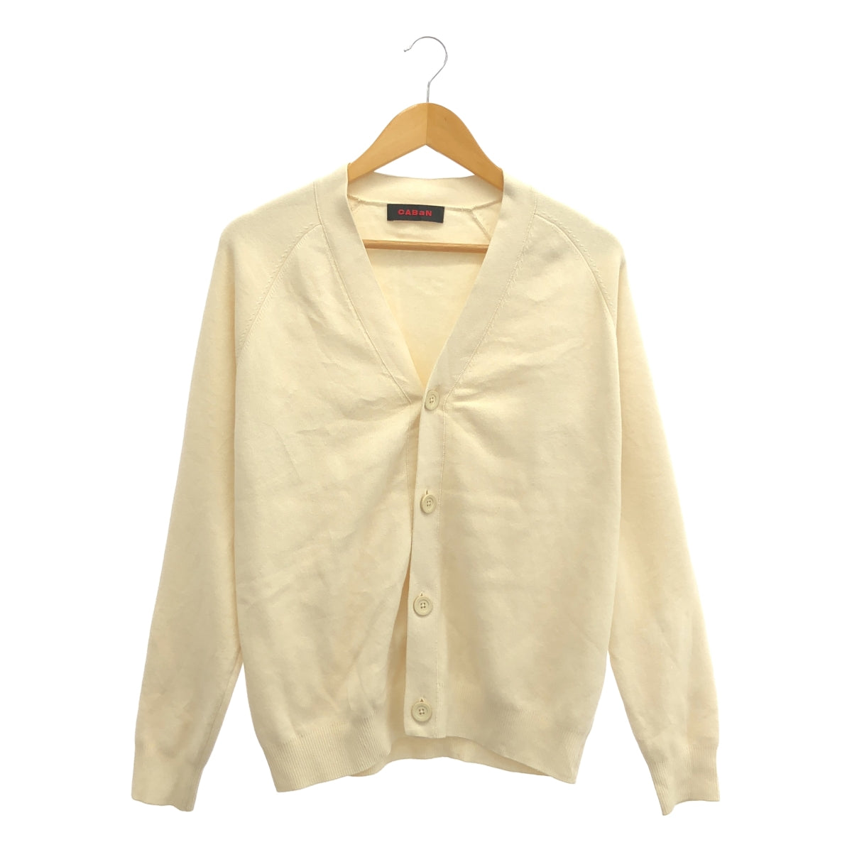 CABaN | 棉質羊絨V領開襟衫 | M碼 | 米白色 | 男款