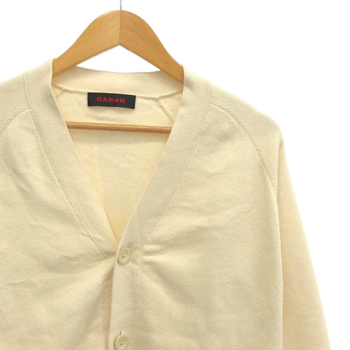 CABaN | 棉質羊絨V領開襟衫 | M碼 | 米白色 | 男款