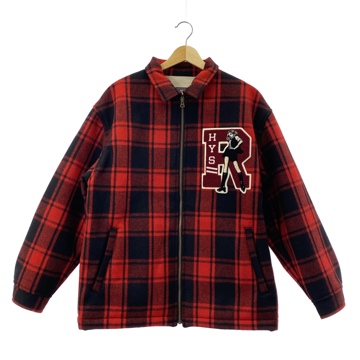 HYSTERIC GLAMOUR / 히스테릭 글래머 | HYS ROCK / 걸 헝겊 지퍼 재킷 / 안감 보아 | L | 남성