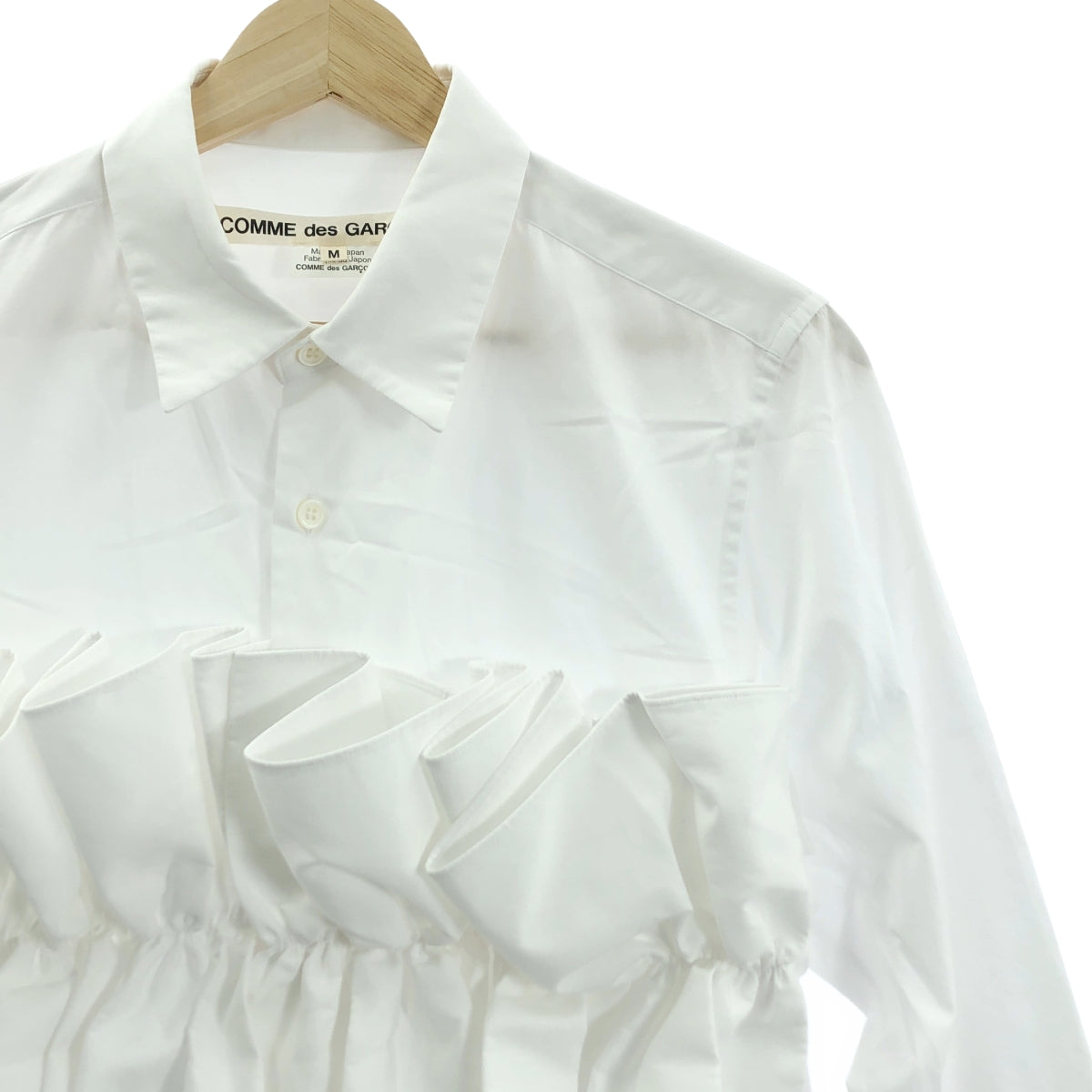 COMME des GARÇONS | 2019 春夏 | 棉質荷葉邊裝飾常規領襯衫 | M 碼 | 白色 | 女款