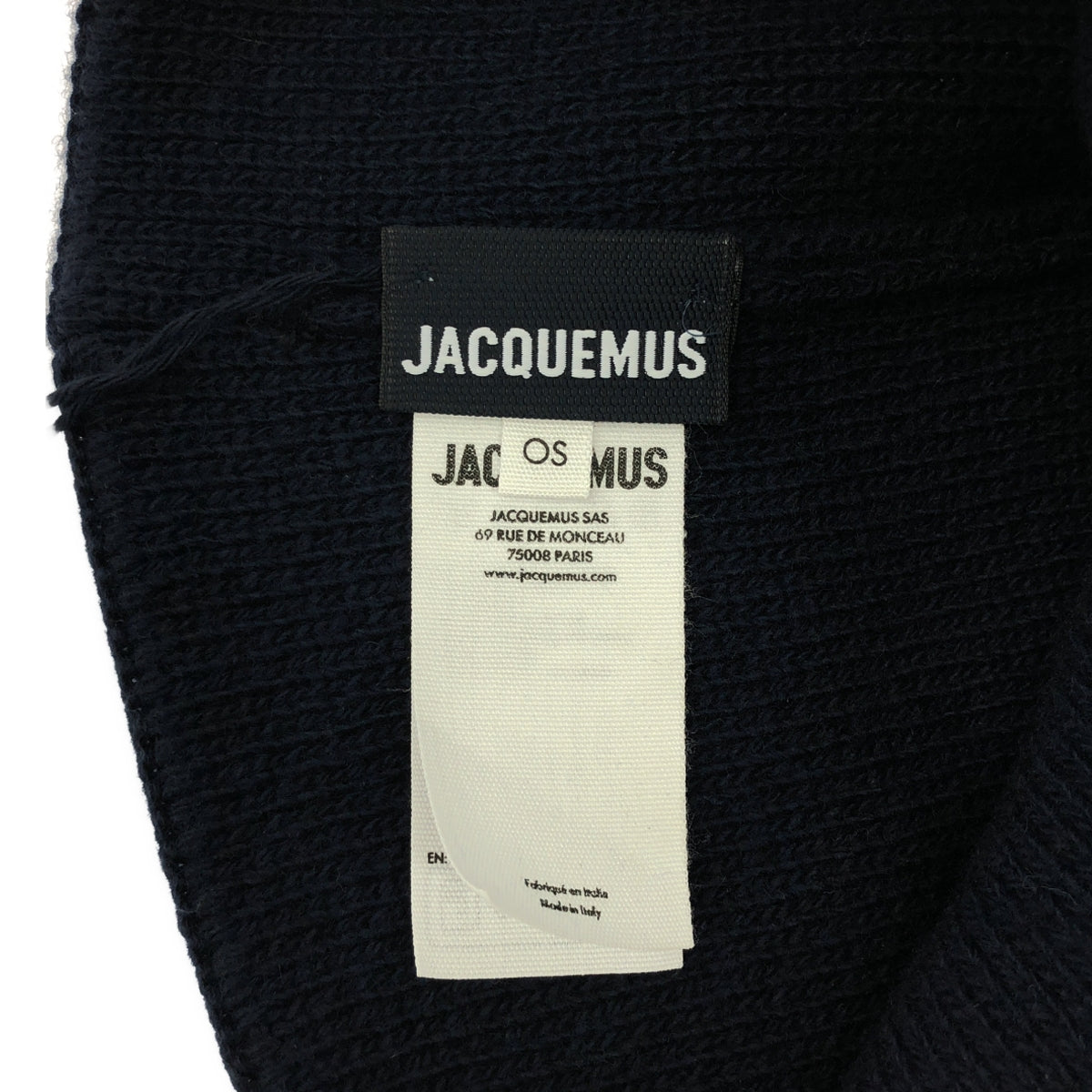 【美品】  JACQUEMUS / ジャックムス | 2023AW | LE BONNET GROSGRAIN LOGO BEANIE ロゴ ビーニー | OS | ネイビー | レディース