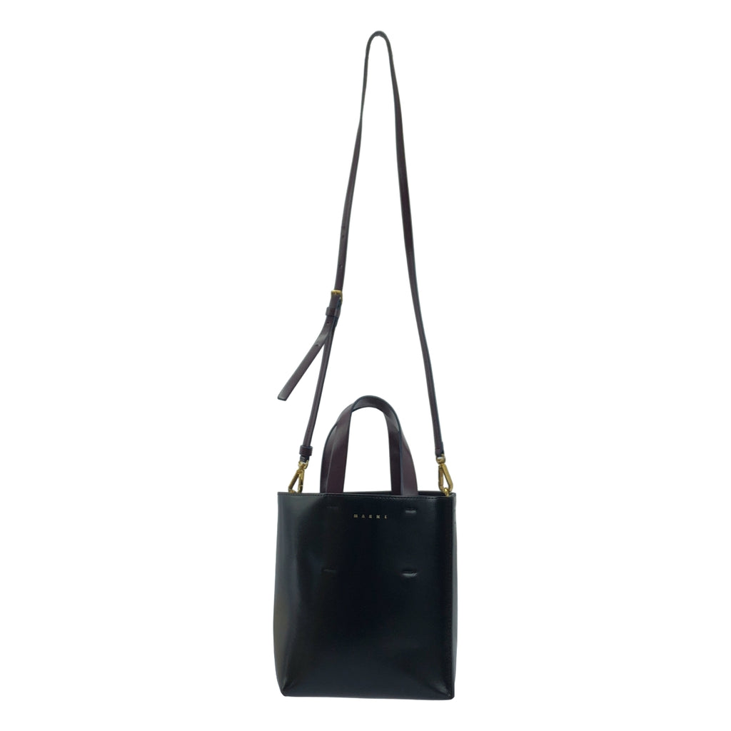 【미품】 MARNI / 마르니 | 2021AW | MUSEO 뮤제오 / 2WAY 가죽 숄더백 | 블랙 / 퍼플 | 여성
