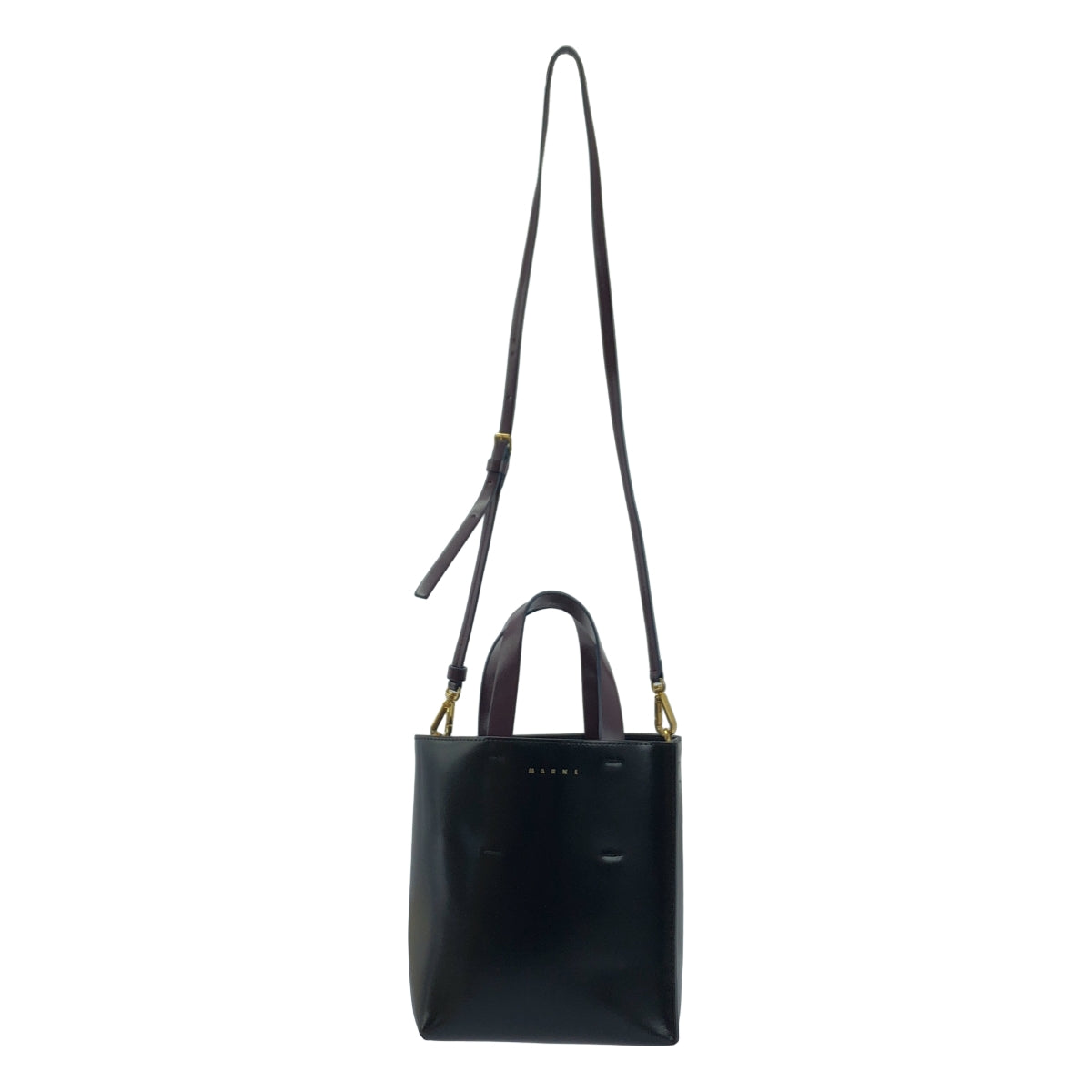 【미품】 MARNI / 마르니 | 2021AW | MUSEO 뮤제오 / 2WAY 가죽 숄더백 | 블랙 / 퍼플 | 여성