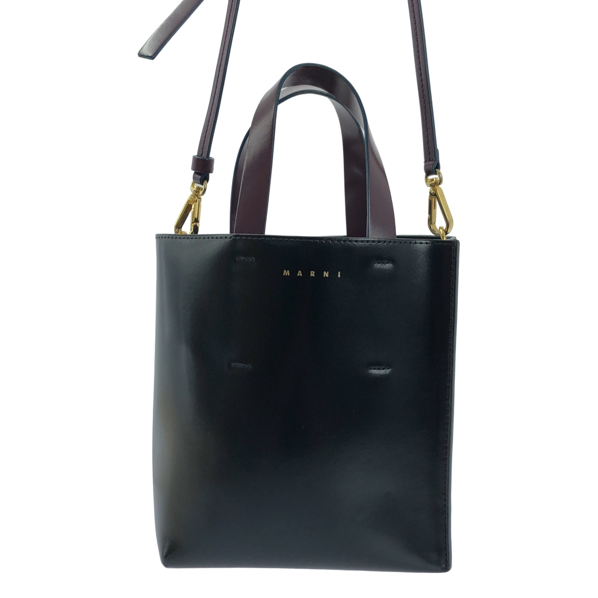 【미품】 MARNI / 마르니 | 2021AW | MUSEO 뮤제오 / 2WAY 가죽 숄더백 | 블랙 / 퍼플 | 여성