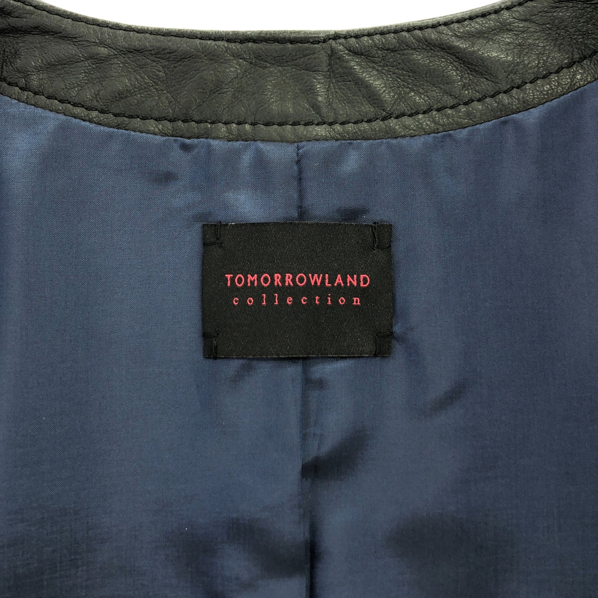 TOMORROWLAND collection / トゥモローランドコレクション | ライトセミベジタブルレザー ノーカラージャケット | 36 | ブラック | レディース