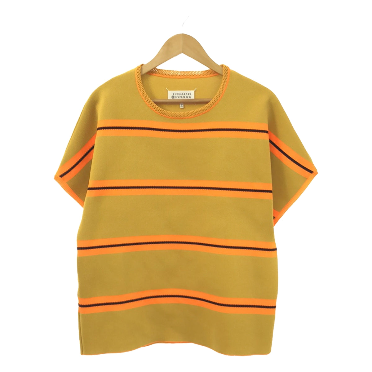 [Good Condition] Maison Margiela | 2019SS | S/S Striped Knit | S | Orange/Black/Light Green | Men's