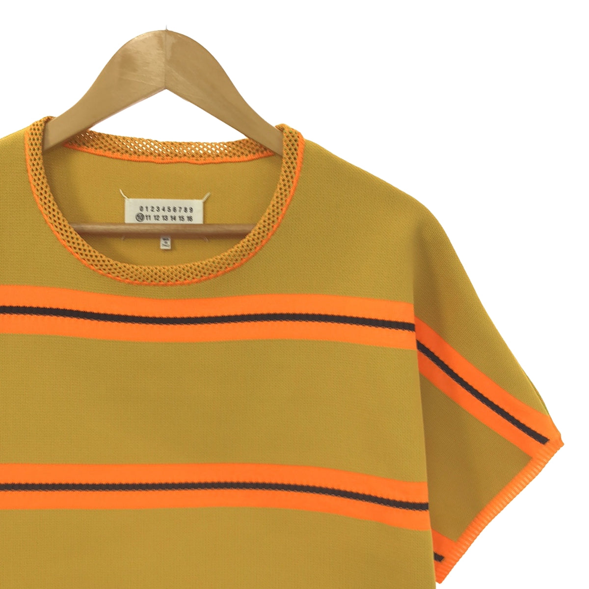 [Good Condition] Maison Margiela | 2019SS | S/S Striped Knit | S | Orange/Black/Light Green | Men's