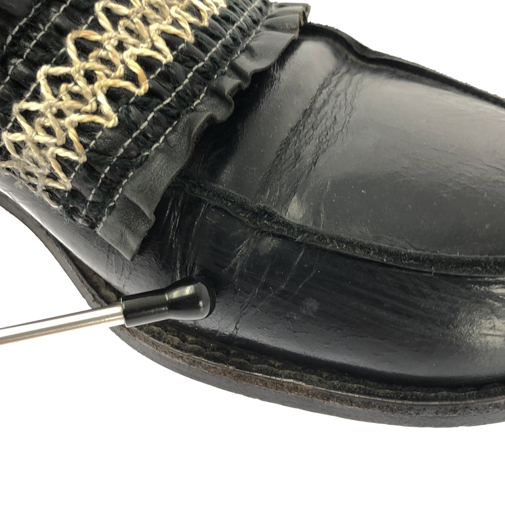 COMME des GARÇONS | 經編布料褶邊繫帶樂福鞋| SHOPBOP尺寸 22.5 公分 |黑色|女性的