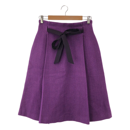 Drawer | Tweed Belted Skirt / Fully Lined | Size 38 | Purple | Women's