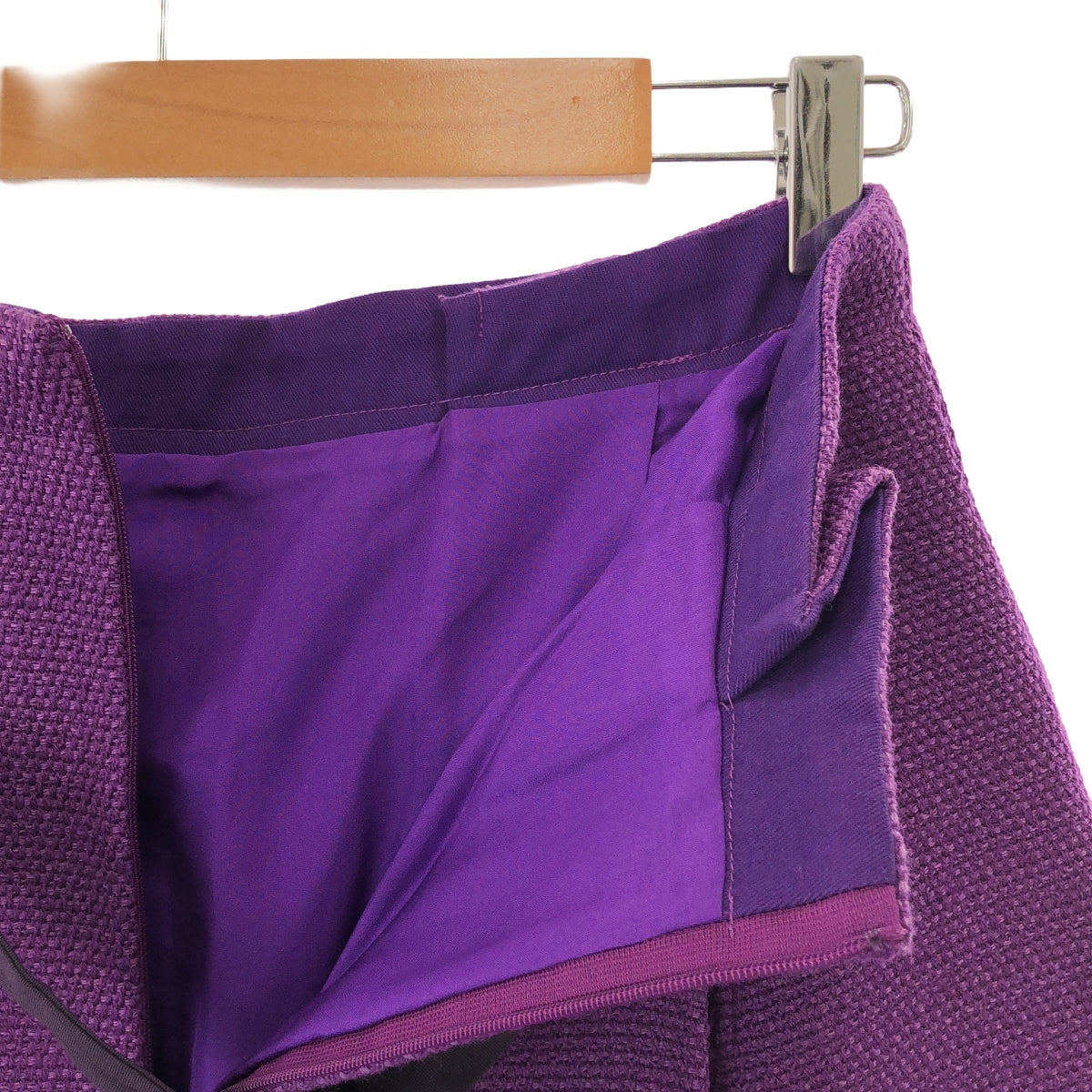 Drawer | Tweed Belted Skirt / Fully Lined | Size 38 | Purple | Women's