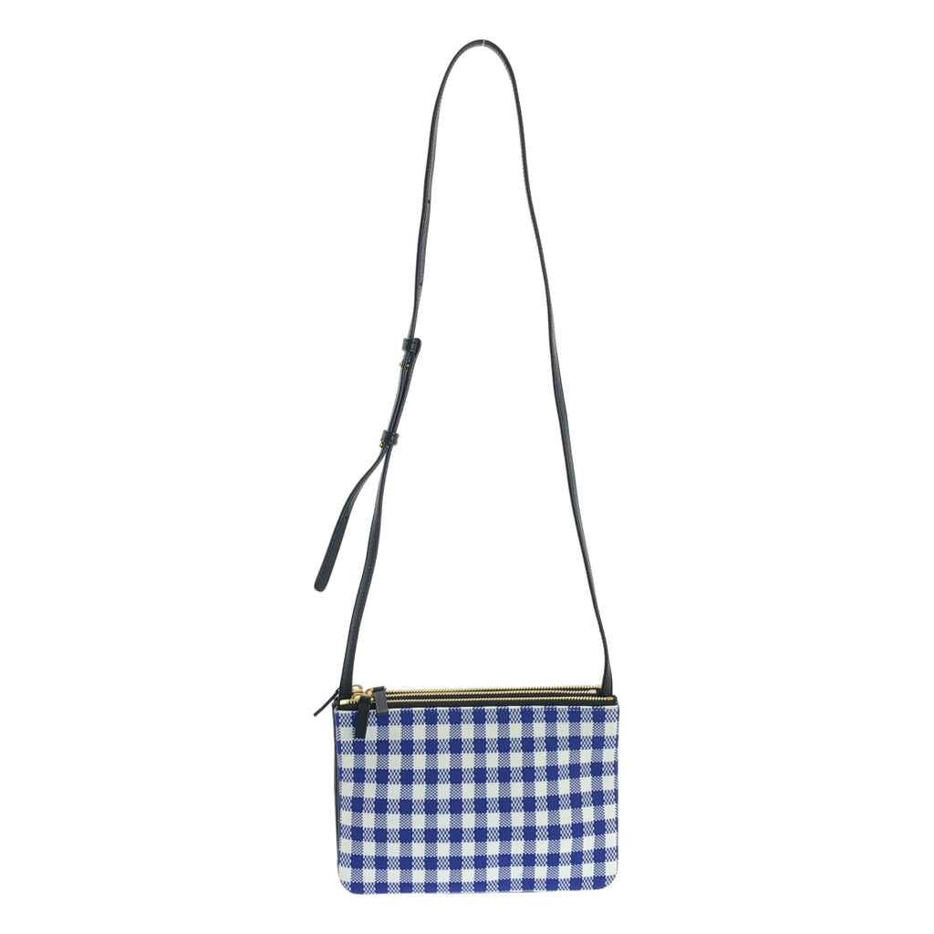 [類似新品] CELINE | Phoebe Trio 針織與皮革格紋肩背包 | 鈷藍色/藍色/白色 | 女款
