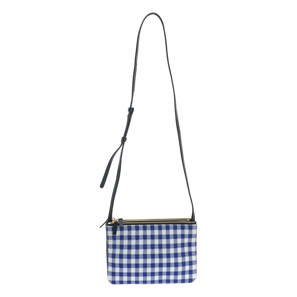 [類似新品] CELINE | Phoebe Trio 針織與皮革格紋肩背包 | 鈷藍色/藍色/白色 | 女款