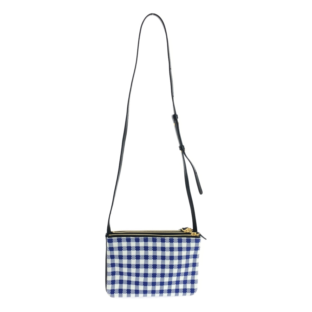 [類似新品] CELINE | Phoebe Trio 針織與皮革格紋肩背包 | 鈷藍色/藍色/白色 | 女款