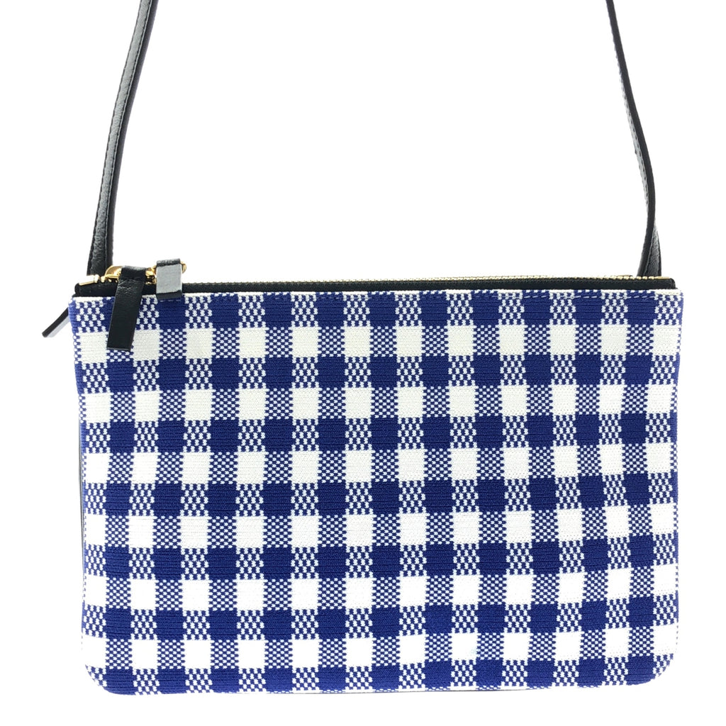 [類似新品] CELINE | Phoebe Trio 針織與皮革格紋肩背包 | 鈷藍色/藍色/白色 | 女款