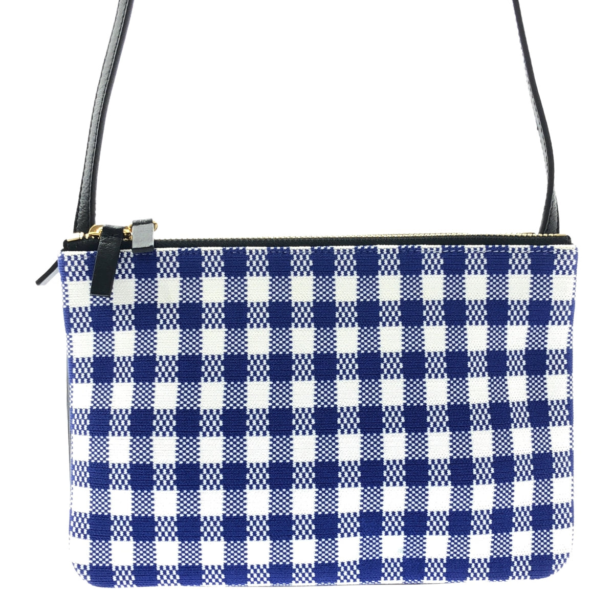 [類似新品] CELINE | Phoebe Trio 針織與皮革格紋肩背包 | 鈷藍色/藍色/白色 | 女款