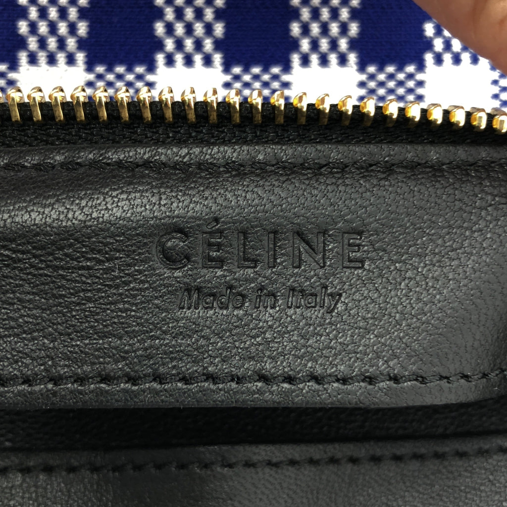 [類似新品] CELINE | Phoebe Trio 針織與皮革格紋肩背包 | 鈷藍色/藍色/白色 | 女款