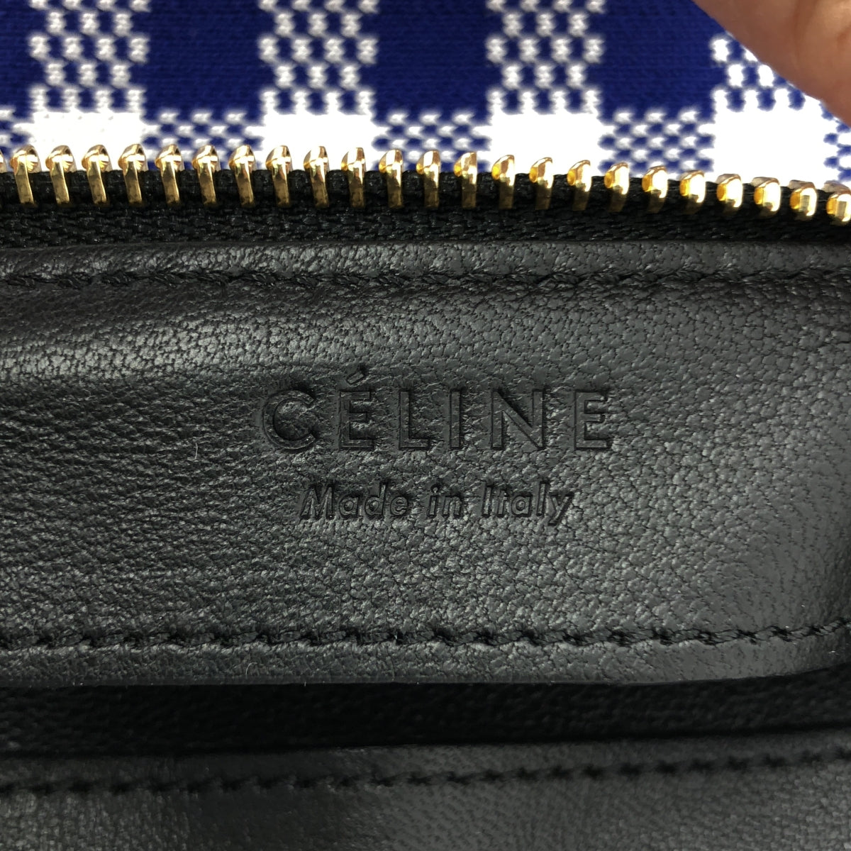 [類似新品] CELINE | Phoebe Trio 針織與皮革格紋肩背包 | 鈷藍色/藍色/白色 | 女款