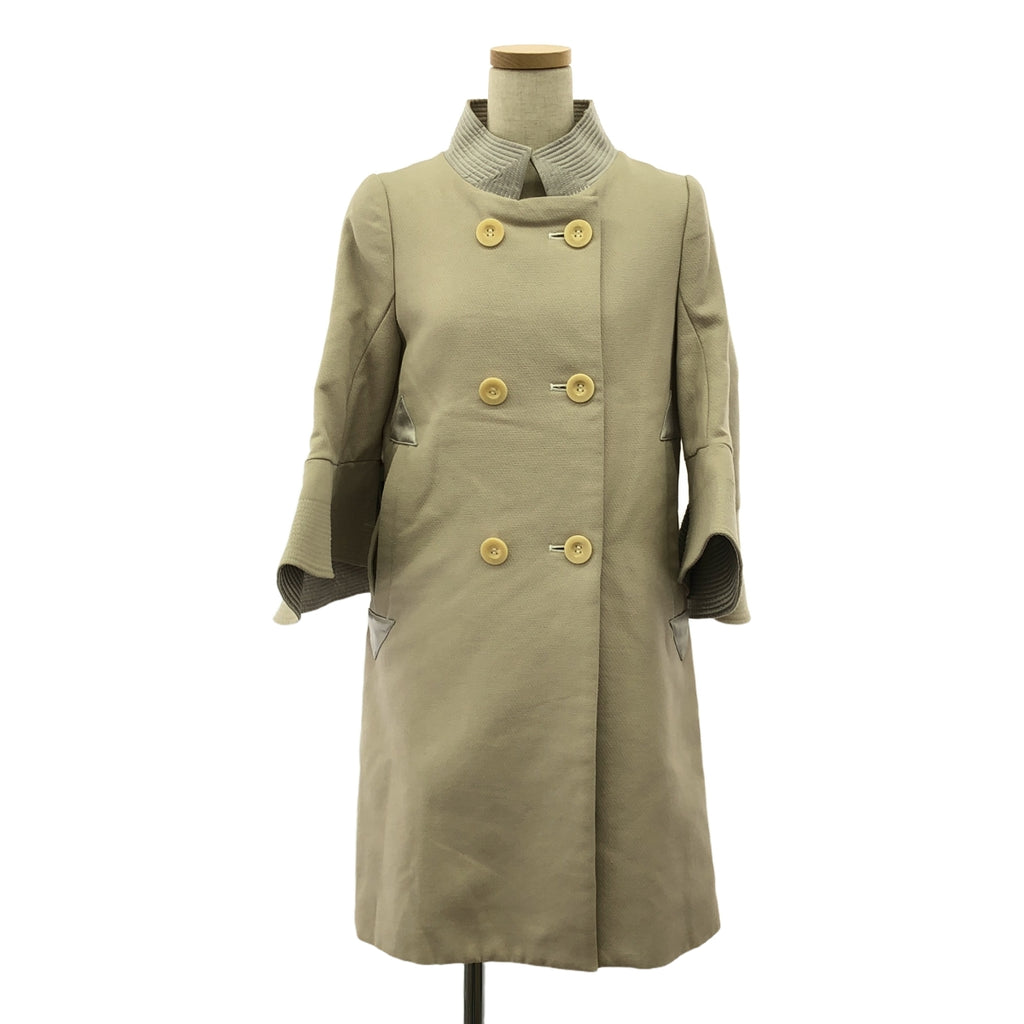 [狀況良好] sacai | 荷葉邊袖無領雙層大衣 | 2 | 米色 | 女款