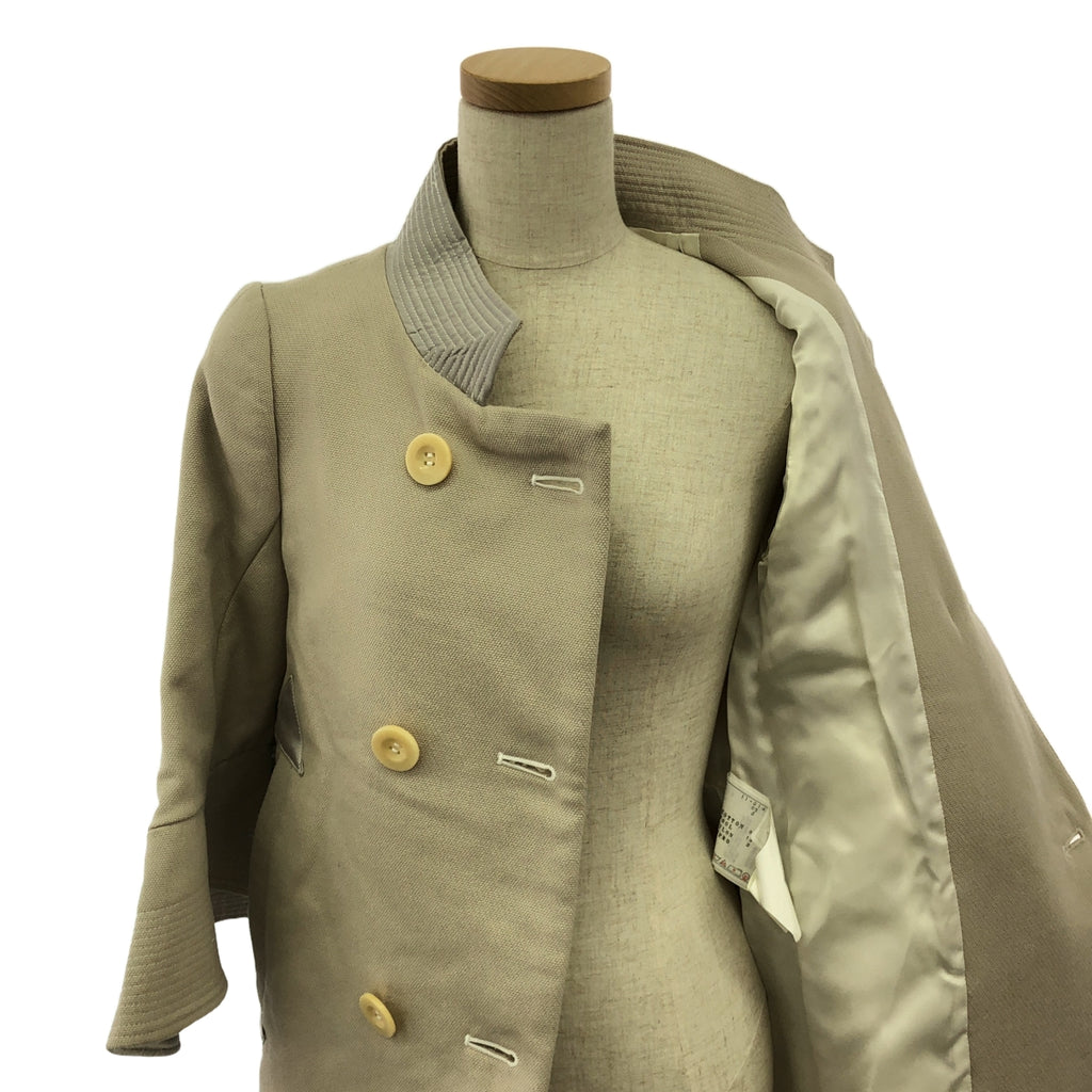 [狀況良好] sacai | 荷葉邊袖無領雙層大衣 | 2 | 米色 | 女款