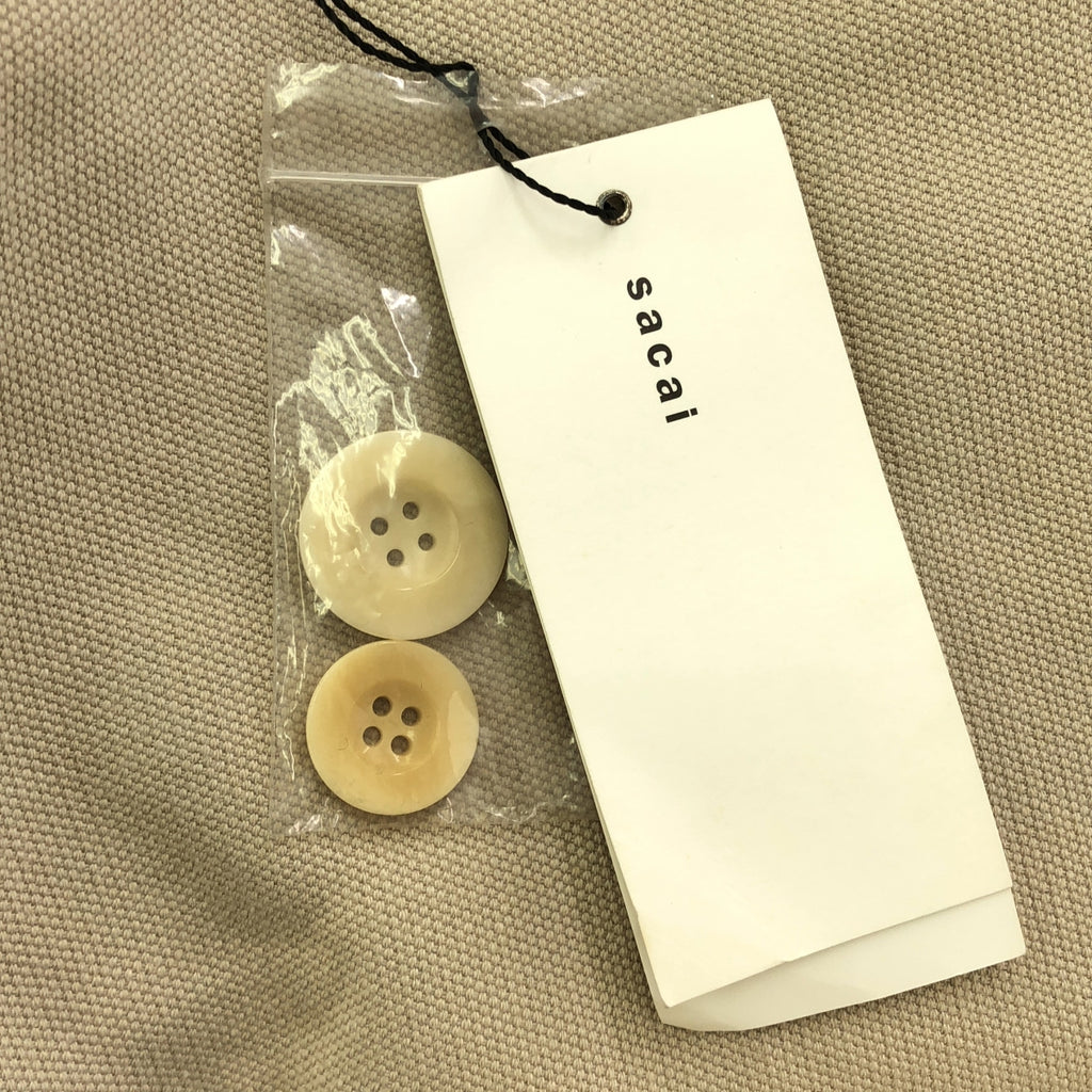 [狀況良好] sacai | 荷葉邊袖無領雙層大衣 | 2 | 米色 | 女款