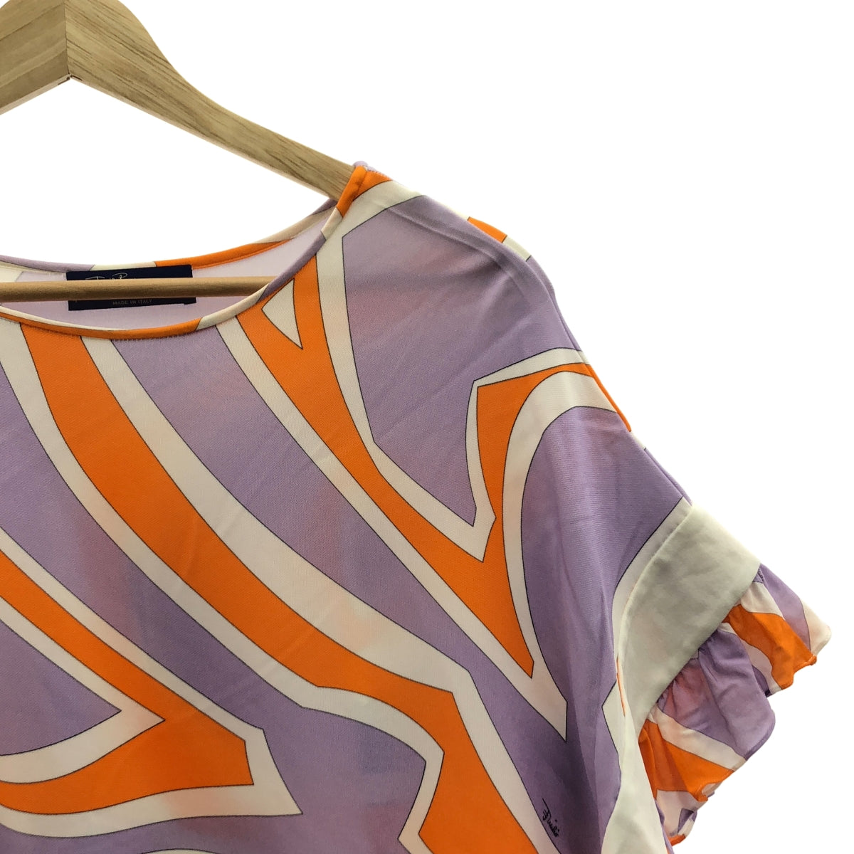 EMILIO PUCCI | 人造絲全印花不對稱荷葉邊襯衫 | 尺寸 36 | 女款