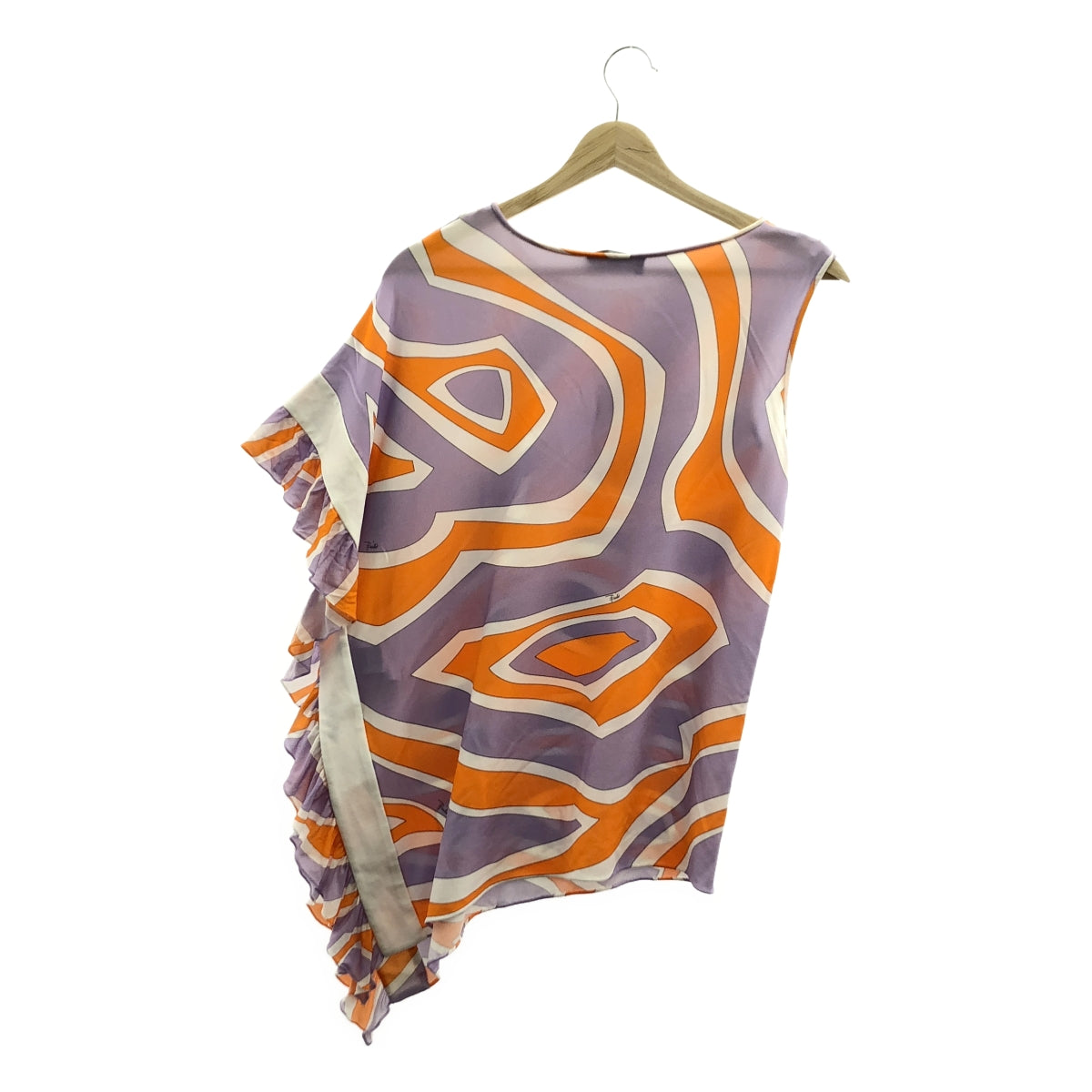 EMILIO PUCCI | 人造絲全印花不對稱荷葉邊襯衫 | 尺寸 36 | 女款