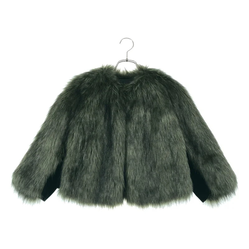 DRIES VAN NOTEN / ドリスヴァンノッテン | ベロア 切替 ノーカラー ファージャケット | extra small | レディース