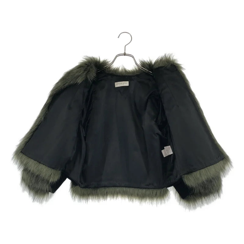 DRIES VAN NOTEN / Dries Van Noten | 絲絨拼接無領毛皮外套 | extra small | 女士