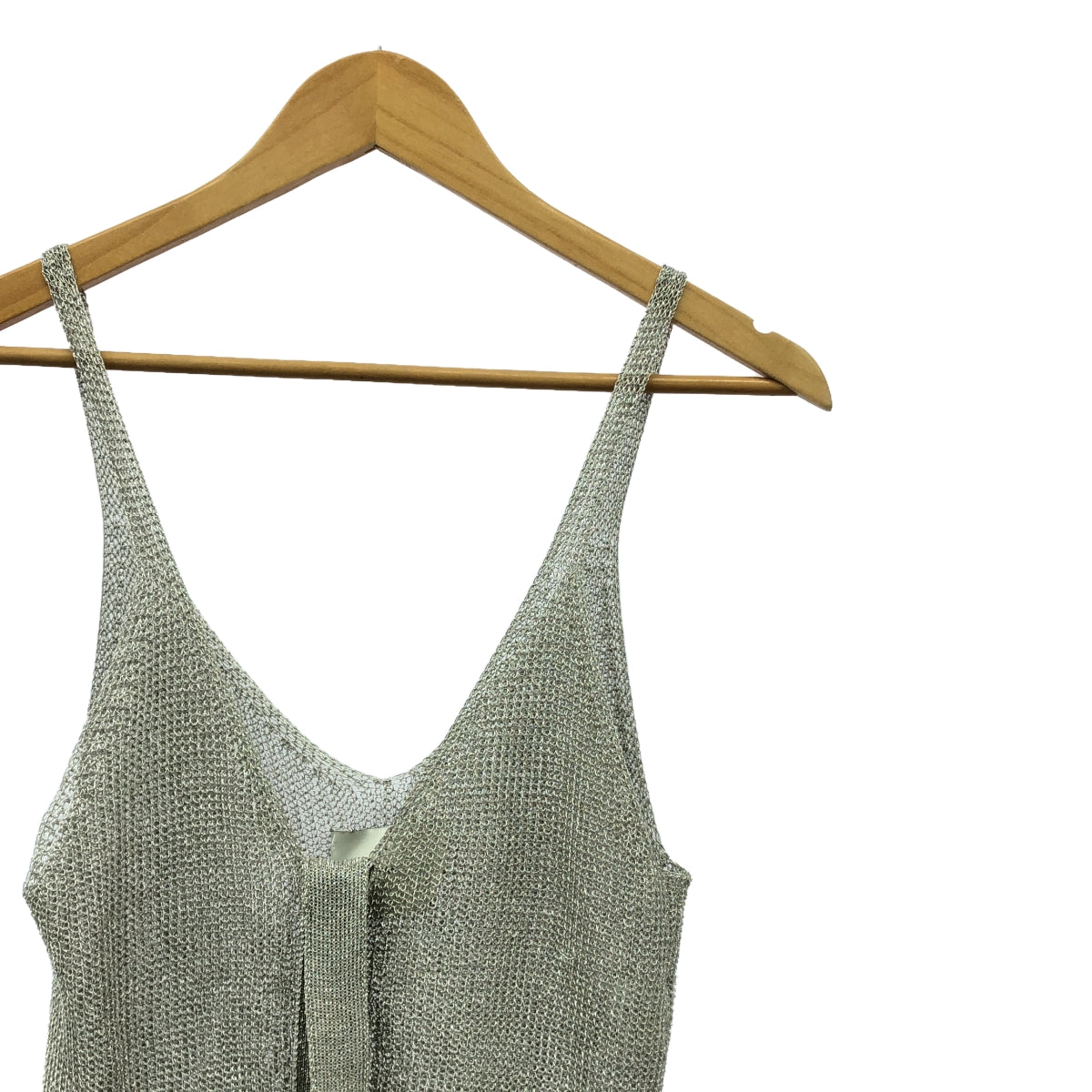 TAN | Rayon, washi paper, mesh, halter neck cami dress | F | Silver | Women's