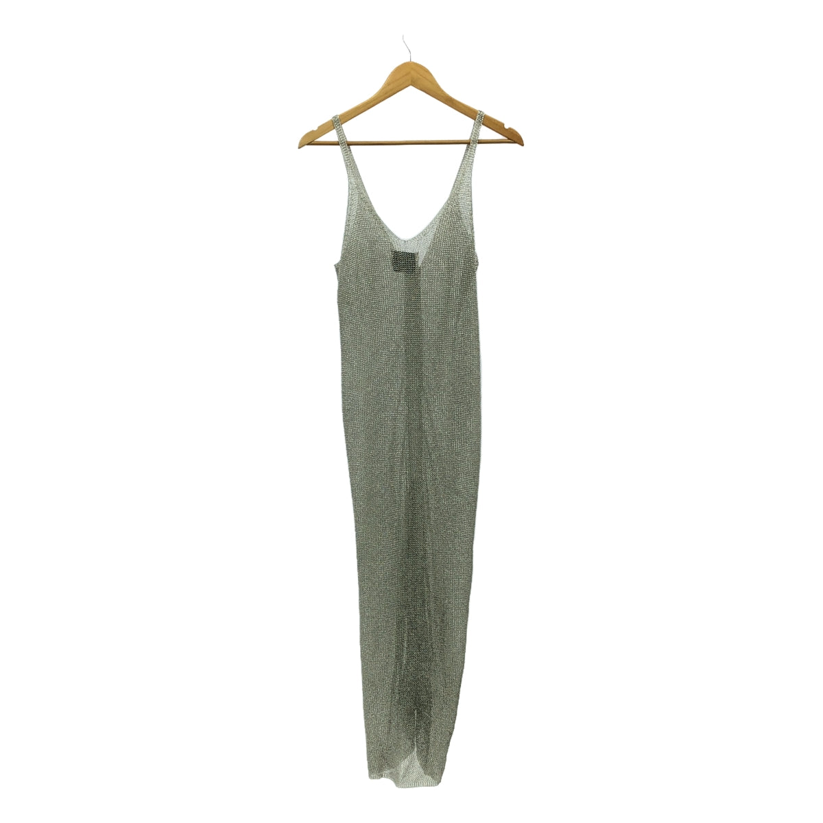 TAN | Rayon, washi paper, mesh, halter neck cami dress | F | Silver | Women's