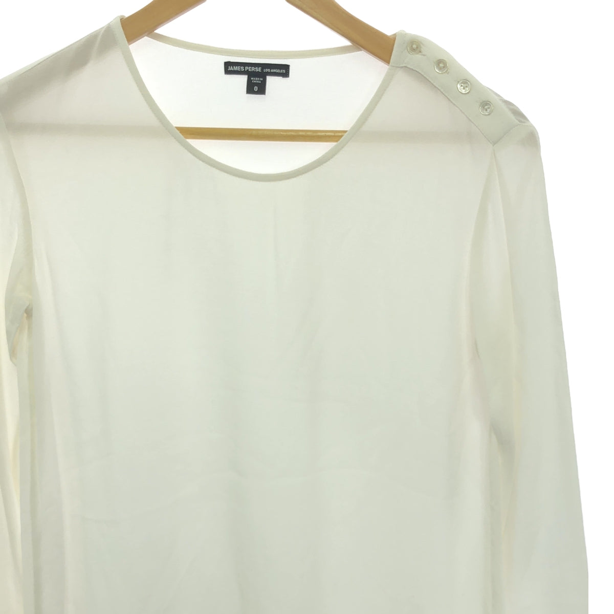 JAMES PERSE | Rayon Shoulder Button Crew Neck Pullover Blouse | 0 | Women's