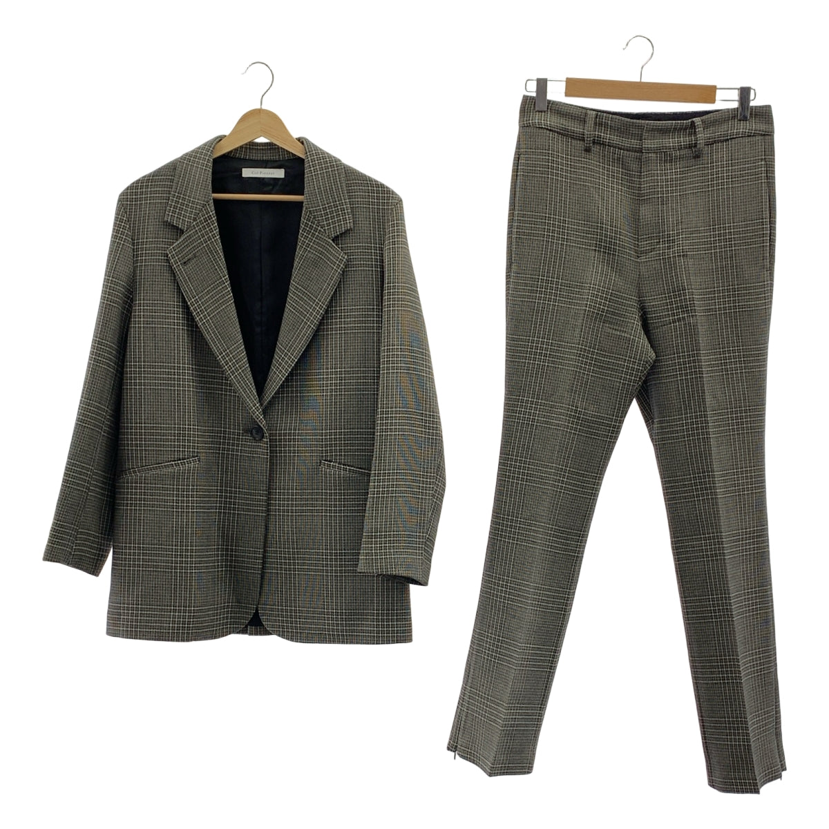 Col Pierrot | 2022 秋冬系列 | Deuxieme Classe / 格紋夾克，1B，全襯裡，拉鍊休閒褲和長褲 | 尺寸 38 | 女款