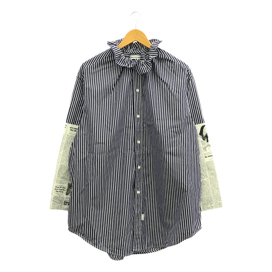 BALENCIAGA / バレンシアガ | stripe newspaper shirt ニュースペーパー ストライプ シャツ | ブルー/ホワイト | レディース