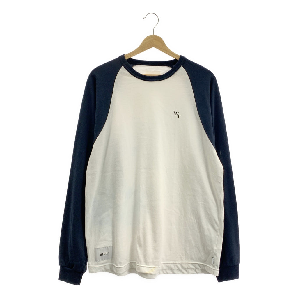 WTAPS / ダブルタップス | 2023SS | IAN LS CTPL. LEAGUE クルーネック ラグラン 長袖 Tシャツ | 2 | ホワイト/ネイビー | メンズ