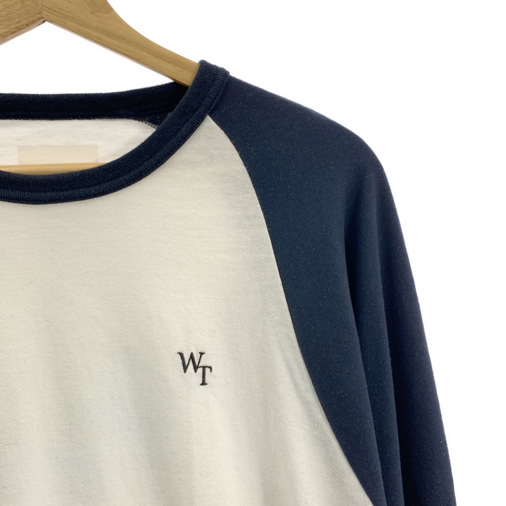 WTAPS / ダブルタップス | 2023SS | IAN LS CTPL. LEAGUE クルーネック ラグラン 長袖 Tシャツ | 2 | ホワイト/ネイビー | メンズ