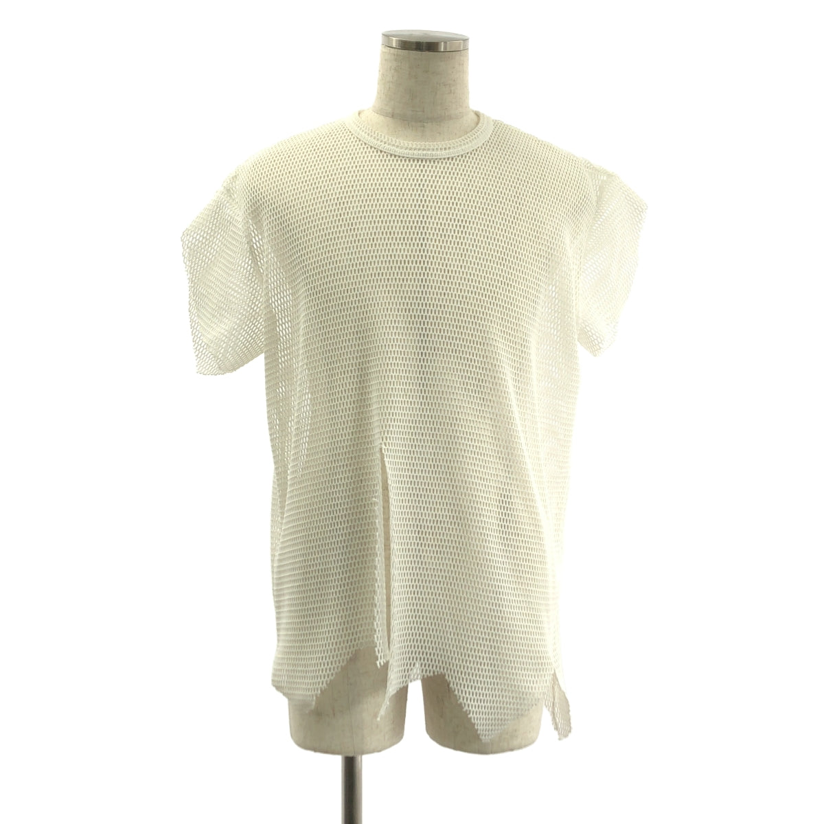 BLACK COMME des GARCONS / 블랙 콤 데 갤슨 | 2023SS | 폴리 에스테르 변형 메쉬 크루 넥 T 셔츠 컷소우 | S | 남성