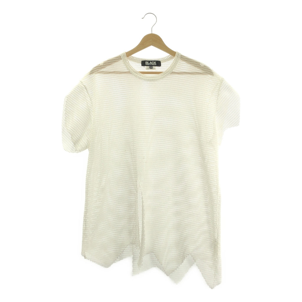 BLACK COMME des GARCONS / 블랙 콤 데 갤슨 | 2023SS | 폴리 에스테르 변형 메쉬 크루 넥 T 셔츠 컷소우 | S | 남성