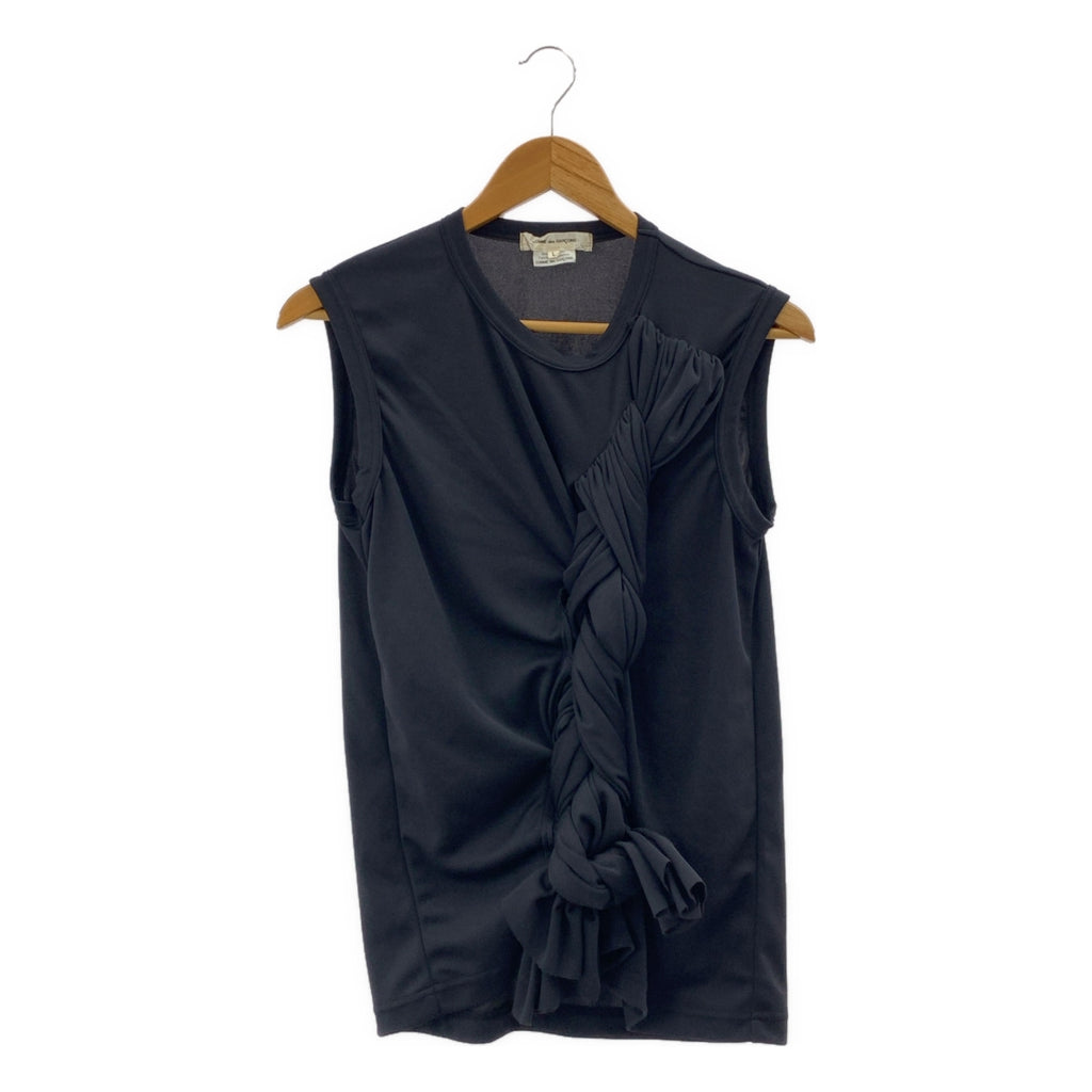 【美品】  COMME des GARCONS / コムデギャルソン | 2025AW | ポリエステル 編み込み ノースリーブ カットソー | L | ブラック | レディース