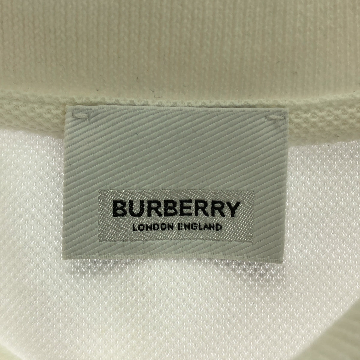 Burberry / 버버리 | 코튼 넷 프린트 폴로 셔츠 | XS | 화이트 / 블랙 | 여성