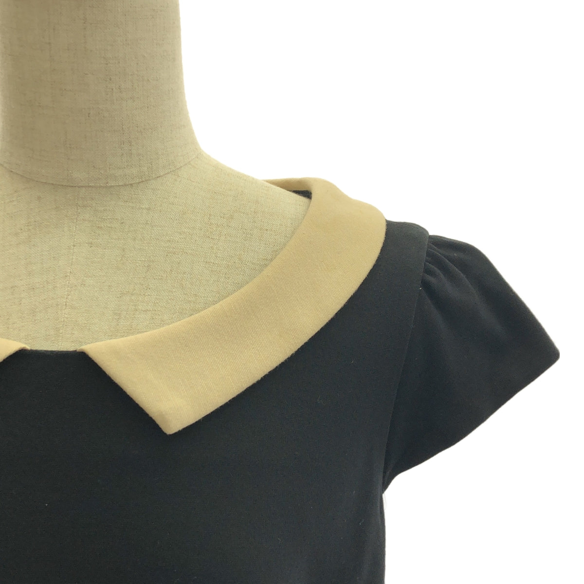 TOCCA / 토카 | 칼라 첨부 웨스트 리본 원피스 | 4 | 블랙/베이지 | 여성