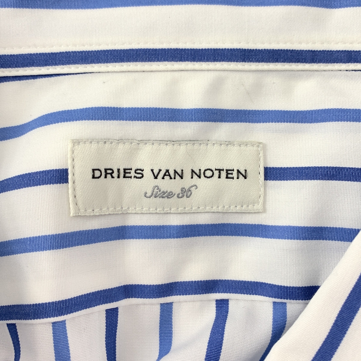DRIES VAN NOTEN / ドリスヴァンノッテン | コットン ストライプ ビッグカラー シャツ ブラウス | 36 | レディース
