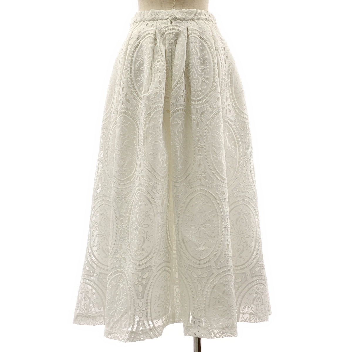[狀況極佳] TSURU by Mariko Oikawa | Ariana 蕾絲蓬鬆喇叭裙 | 尺寸 36 | 白色 | 女款