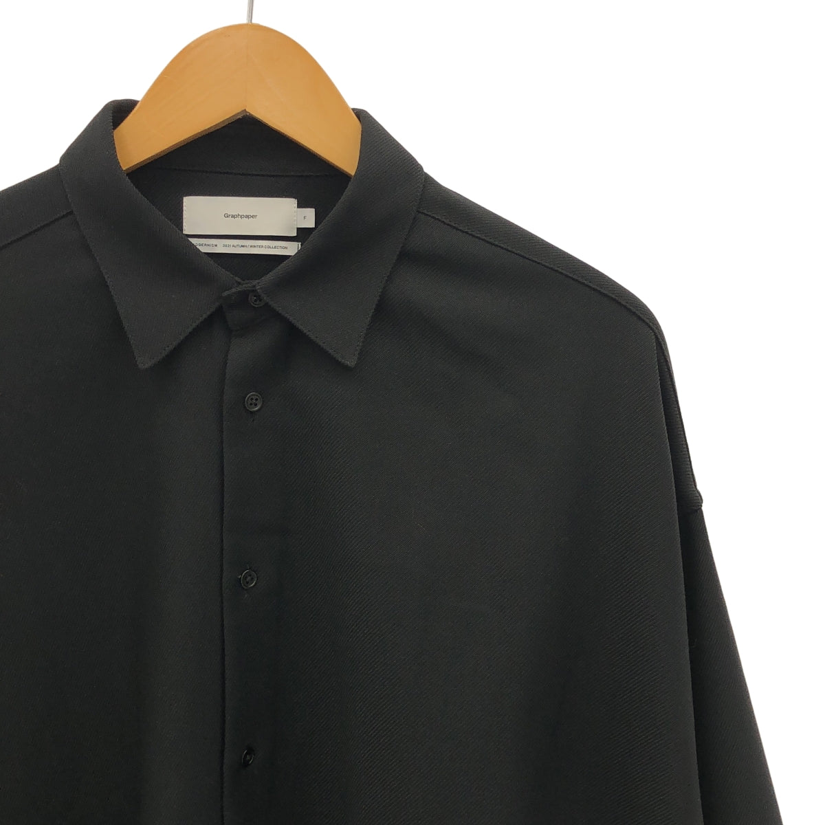 [狀況極佳] Graphpaper | 2021 秋冬 | 彈性克西超大襯衫 | F 碼 | 黑色 | 男款