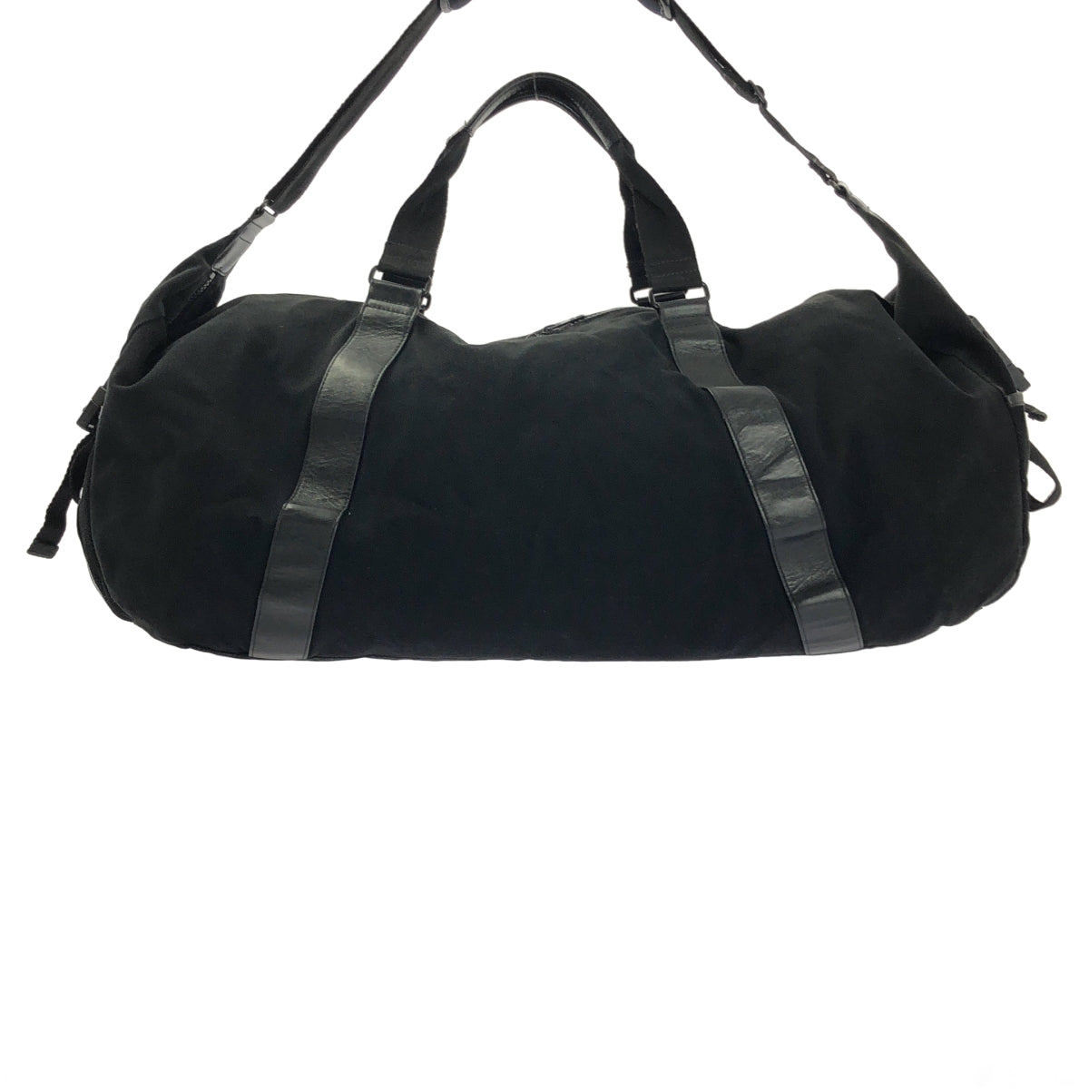 Y-3 / ワイスリー | 2way ショルダー付き レザー切替 キャンバス ロゴ ボストンバッグ | ブラック | メンズ