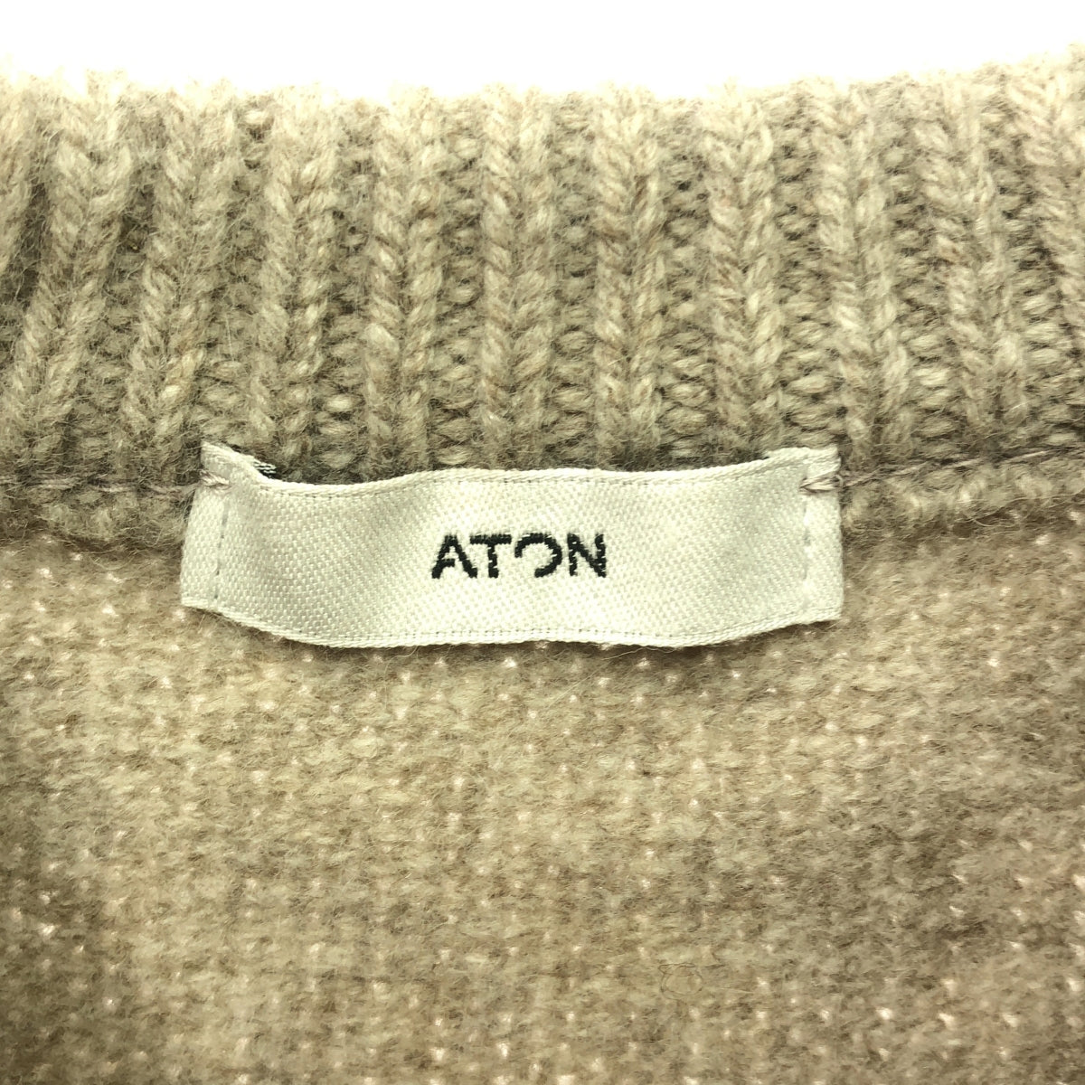 ATON / エイトン | ウールシルクカシミヤ クルーネックニット | 02 | ベージュ | レディース